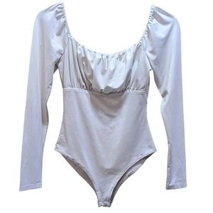 Princess Polly White Long Sleeve Bodysuit Size 2